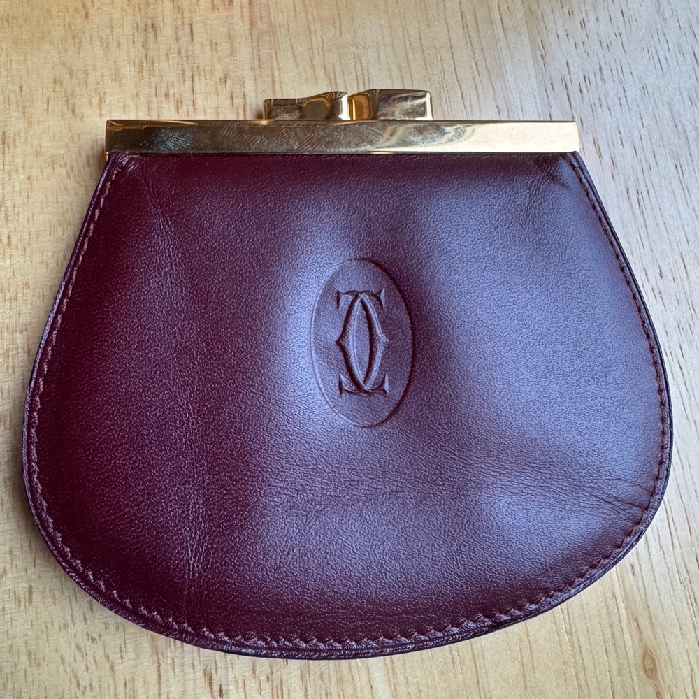Cartier Burgundy Leather Wallet with Gold Trim